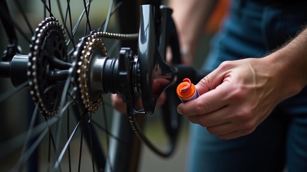 Bicycle chain being cleaned and lubricated with chain oil, showing drivetrain maintenance for towpath cycling