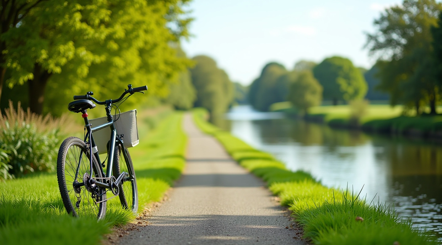 Scenic view of the Barrow River with towpath stretching along the waterway, green banks and peaceful water